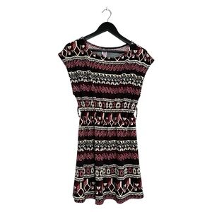 Alya x Francesca’s Multicolor Geometric Print Elastic Waist Dress Size Medium
